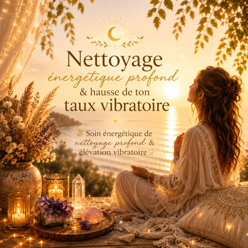 Nettoyage énergétique profond & hausse de ton taux vibratoire 